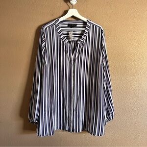 Lane Bryant Women's Striped Button Down Top Purple and White Size 20 NWT